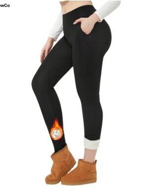 Fleece Lined Yoga Pants High Waisted 4-Way Stretch Thermal Leggings for Winter